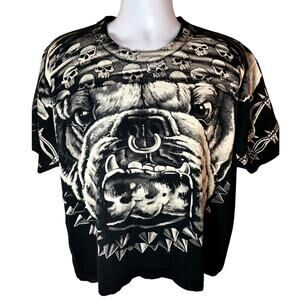 VINTAGE LIQUID BLUE 1996 TANK CATS SUCK SKULLS BARB WIRE RARE BLACK MENS XL